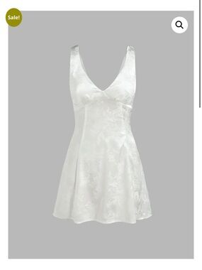 Cider White Jacquard V-Neck Mini Dress